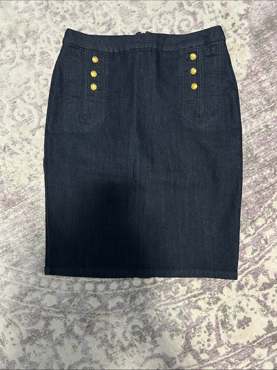 The Limited Dresses & Skirts - THE LIMITED Dark denim Pencil Skirt with Decorative Gold Buttons